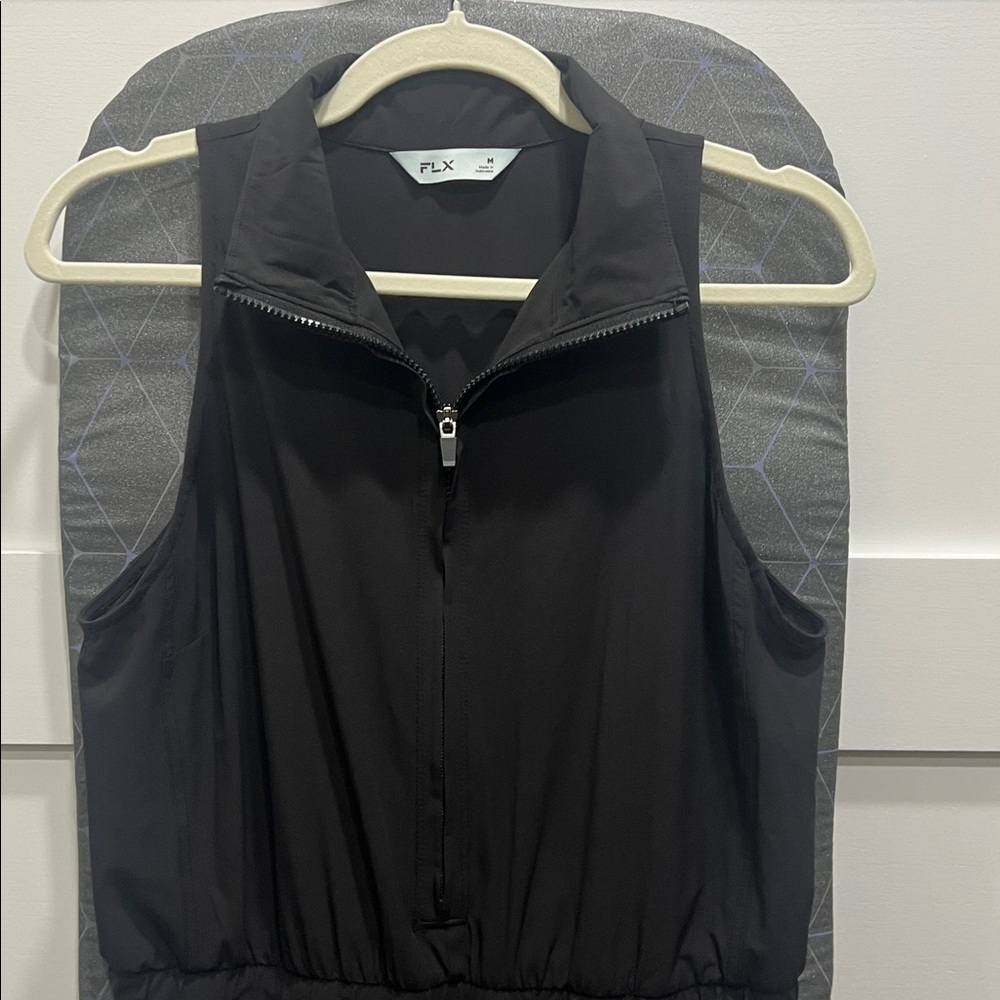 Black Sleeveless Zip-Up dress.  With Built in shorts.